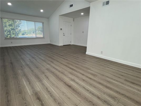 Empty room, Interior, Recessed Lighting, Wood Texture Flooring