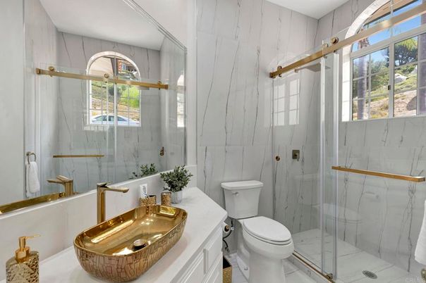 Bathroom, Glass Shower, Interior, Marble Walls