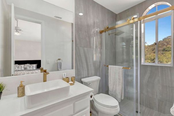 Bathroom, Glass Shower, Interior, Recessed Lighting
