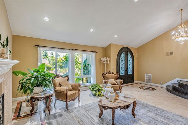 Chandelier, Fireplace, Interior, Living room, Recessed Lighting