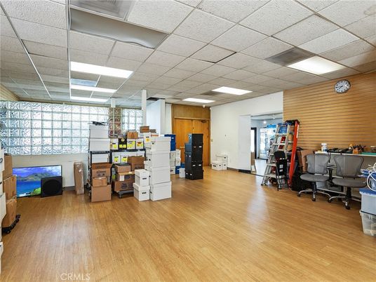 Home Office, Interior, Recessed Lighting, Wood Texture Flooring, Wooden Walls