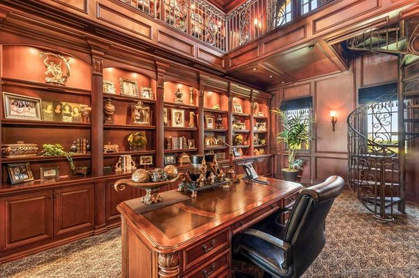 Home Office, Interior, Wooden Walls