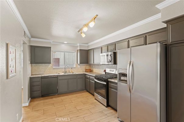 Interior, Kitchen, Stainless Steel Appliances, Wood Texture Flooring