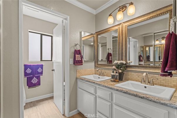 Bathroom, Dual Sink Vanities, Interior, Wood Texture Flooring