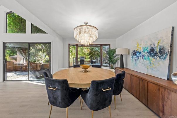 Chandelier, Dining room, Interior, Wood Texture Flooring