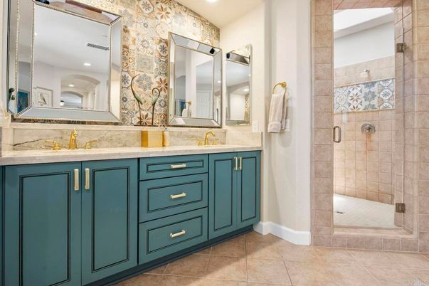 Bathroom, Dual Sink Vanities, Glass Shower, Interior, Recessed Lighting
