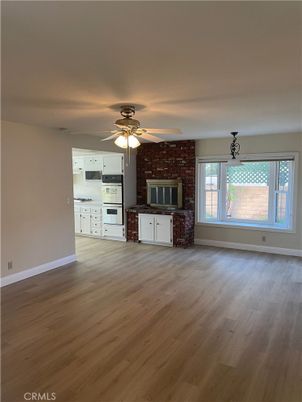 Empty room, Interior, Kitchen, Stone Walls, Wood Texture Flooring
