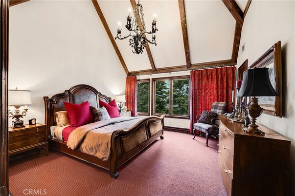 Bedroom, Chandelier, Interior, Wooden Beams