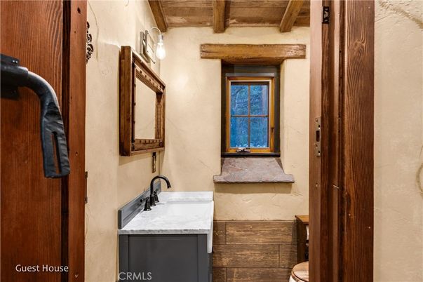 Bathroom, Interior, Wooden Beams