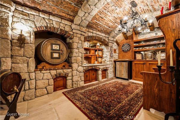 Fireplace, Interior, Stone Walls, Wine Storage