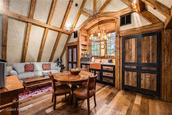Chandelier, Dining room, Interior, Living room, Wooden Beams, Wood Texture Flooring