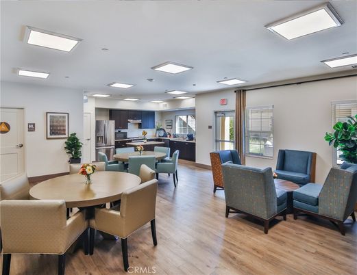 Dining room, Interior, Kitchen, Living room, Recessed Lighting, Stainless Steel Appliances, Wood Texture Flooring