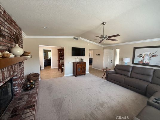 Fireplace, Interior, Living room, Recessed Lighting, Stone Walls