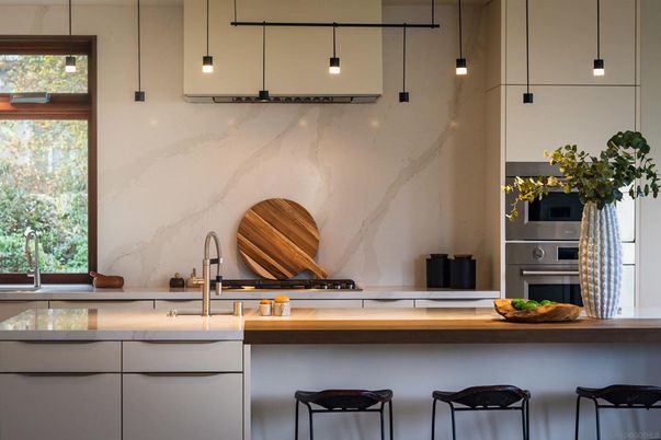 Interior, Kitchen, Marble Walls, Stainless Steel Appliances
