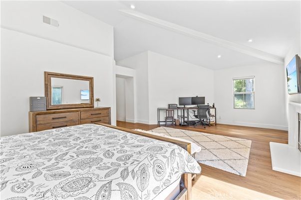 Bedroom, Home Office, Interior, Recessed Lighting, Wood Texture Flooring