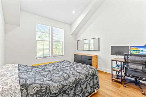 Bedroom, Home Office, Interior, Recessed Lighting, Wood Texture Flooring