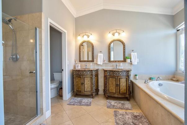 Bathroom, Dual Sink Vanities, Glass Shower, Interior