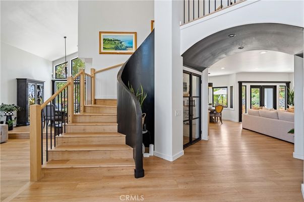 Dining room, Interior, Pendant Lights, Recessed Lighting, Wood Texture Flooring