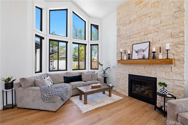 Fireplace, Interior, Living room, Stone Walls, Wood Texture Flooring