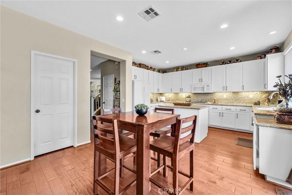 Dining room, Interior, Kitchen, Recessed Lighting, Wood Texture Flooring