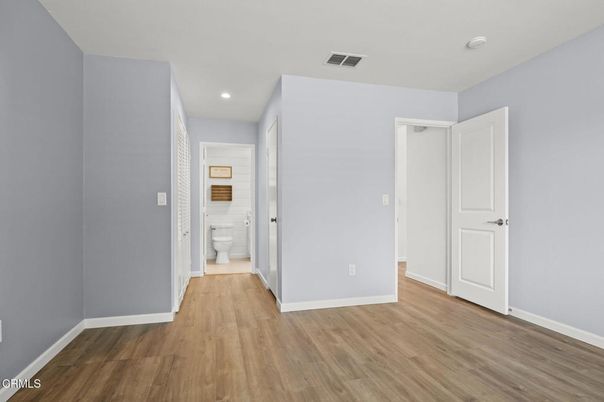 Bathroom, Empty room, Interior, Recessed Lighting, Wood Texture Flooring