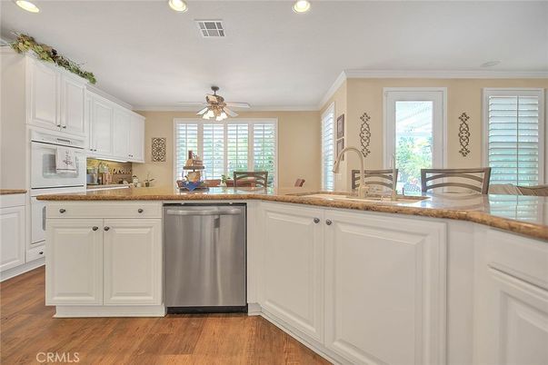 Dining room, Interior, Kitchen, Recessed Lighting, Wood Texture Flooring