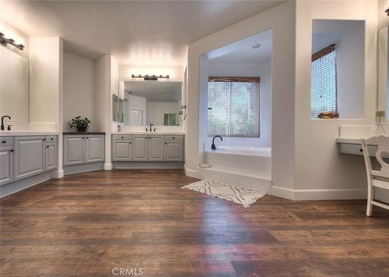 Bathroom, Dual Sink Vanities, Interior, Wood Texture Flooring
