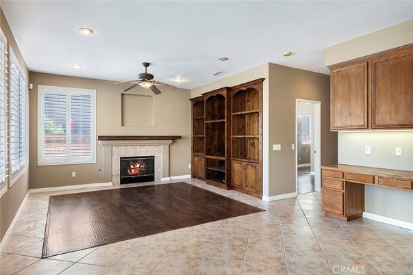 Fireplace, Interior, Recessed Lighting, Wood Texture Flooring
