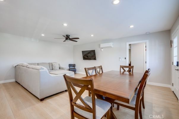 Dining room, Interior, Living room, Recessed Lighting, Wood Texture Flooring