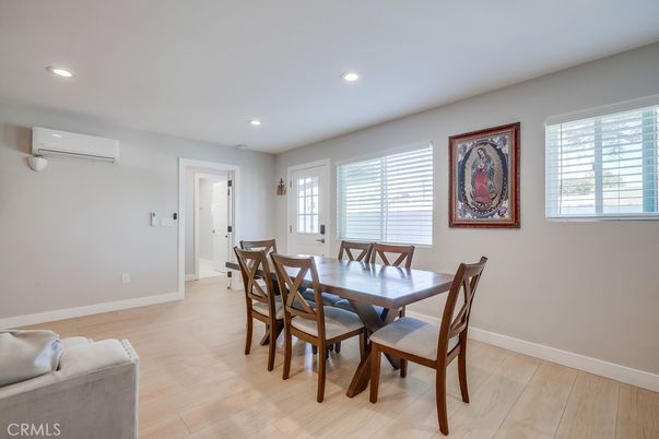 Dining room, Interior, Recessed Lighting, Wood Texture Flooring