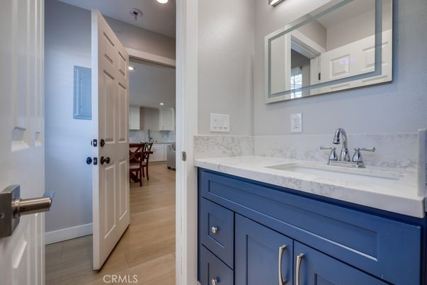Bathroom, Interior, Recessed Lighting, Wood Texture Flooring
