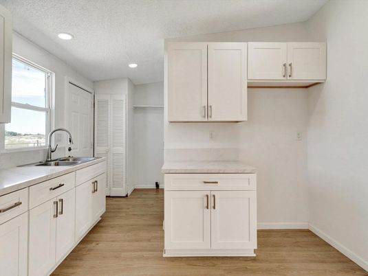 Interior, Kitchen, Recessed Lighting, Wood Texture Flooring