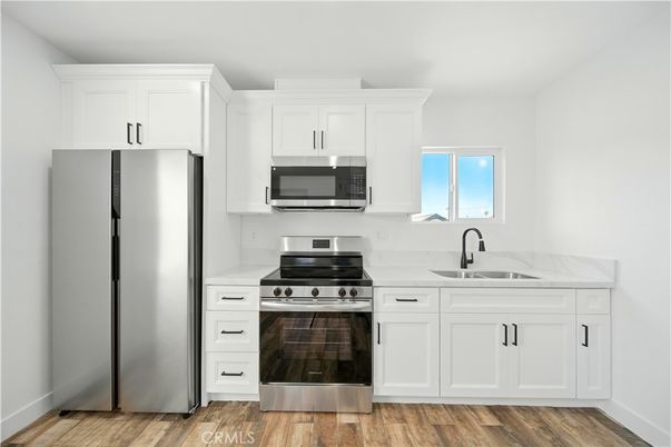 Interior, Kitchen, Stainless Steel Appliances, Wood Texture Flooring