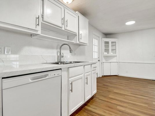 Interior, Kitchen, Recessed Lighting, Wood Texture Flooring
