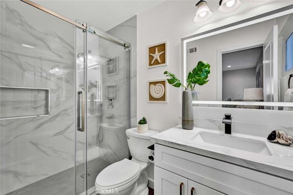 Bathroom, Glass Shower, Interior, Marble Walls