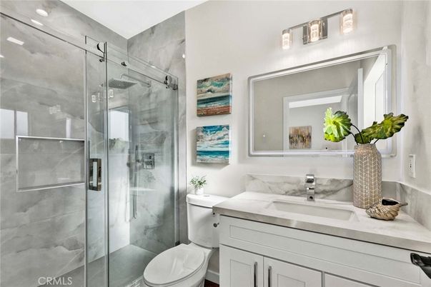 Bathroom, Glass Shower, Interior, Marble Walls