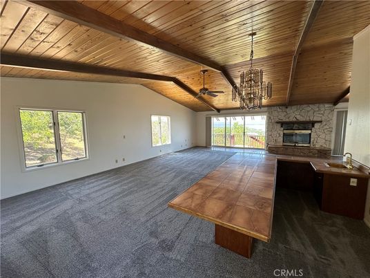 Chandelier, Empty room, Fireplace, Interior, Wooden Beams, Wooden Ceilings