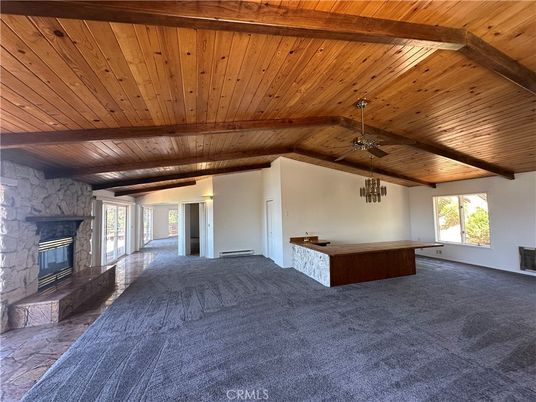Empty room, Fireplace, Interior, Stone Walls, Wooden Beams, Wooden Ceilings
