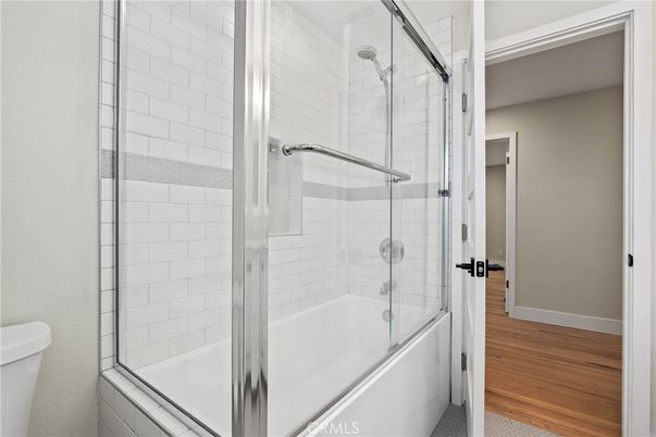 Bathroom, Glass Shower, Interior, Wood Texture Flooring
