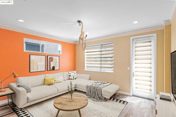 Interior, Living room, Pendant Lights, Recessed Lighting, Wood Texture Flooring