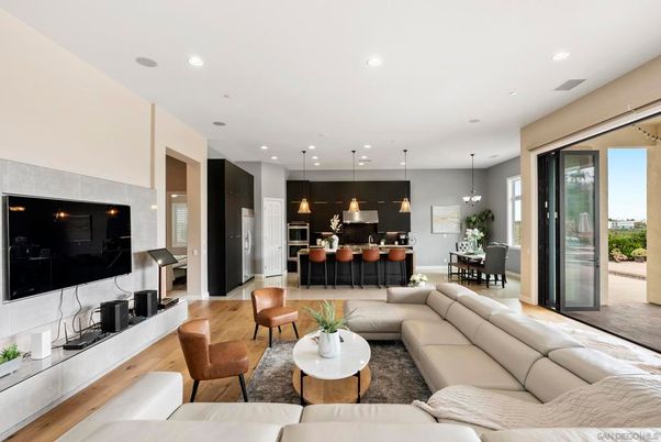Dining room, Interior, Kitchen, Living room, Pendant Lights, Recessed Lighting, Wood Texture Flooring