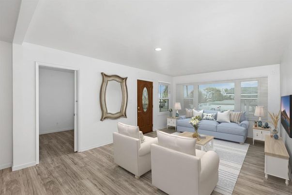 Interior, Living room, Recessed Lighting, Wood Texture Flooring