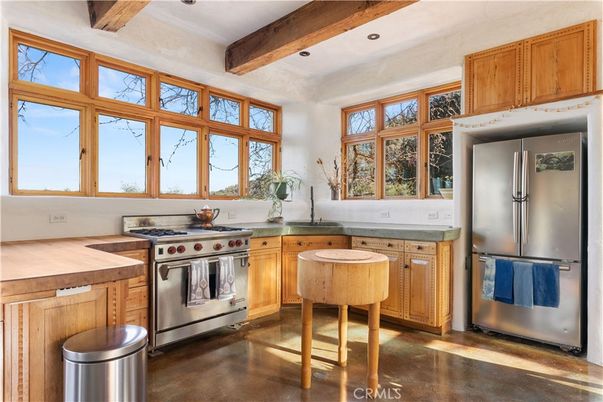 Interior, Kitchen, Recessed Lighting, Stainless Steel Appliances, Wooden Beams