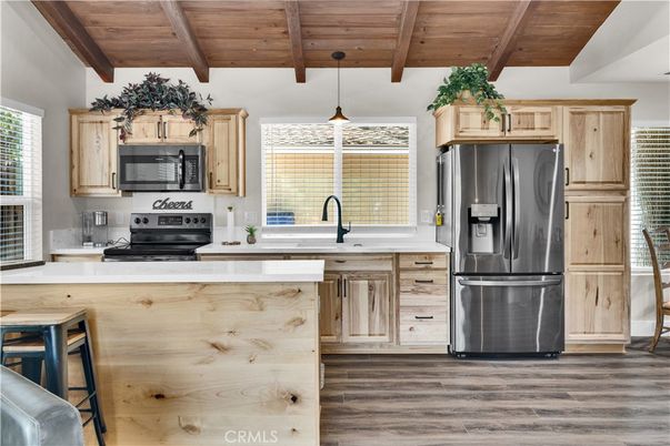 Interior, Kitchen, Pendant Lights, Wooden Beams, Wooden Ceilings, Wood Texture Flooring