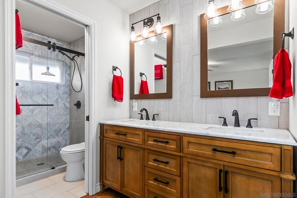 Bathroom, Dual Sink Vanities, Glass Shower, Interior