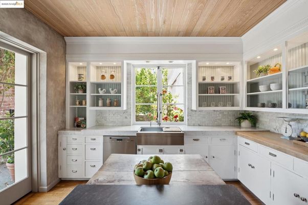 Interior, Kitchen, Recessed Lighting, Stainless Steel Appliances, Wooden Ceilings, Wood Texture Flooring