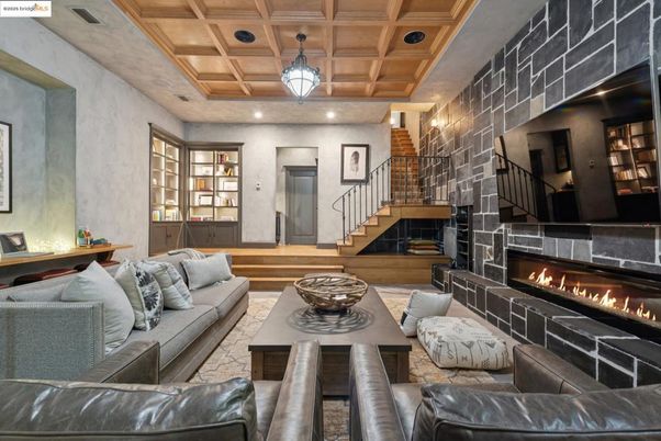 Fireplace, Interior, Living room, Pendant Lights, Recessed Lighting