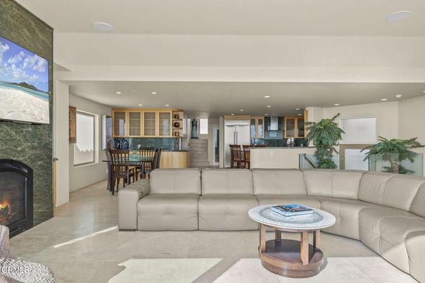 Dining room, Fireplace, Interior, Kitchen, Living room, Recessed Lighting