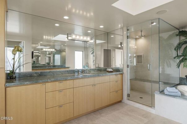 Bathroom, Dual Sink Vanities, Glass Shower, Interior, Recessed Lighting