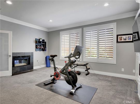 Fireplace, Fitness Equipment, Interior, Recessed Lighting